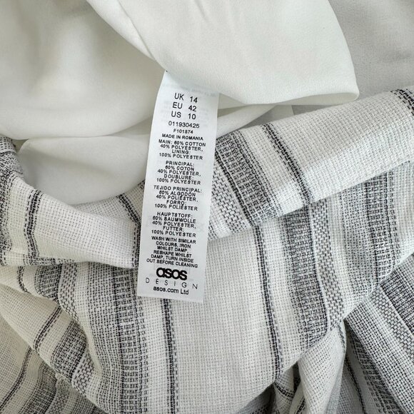 ASOS Design Maxi Skirt Lightweight Cotton Polyester Blend 10 White Gray Stripes - Picture 8 of 10